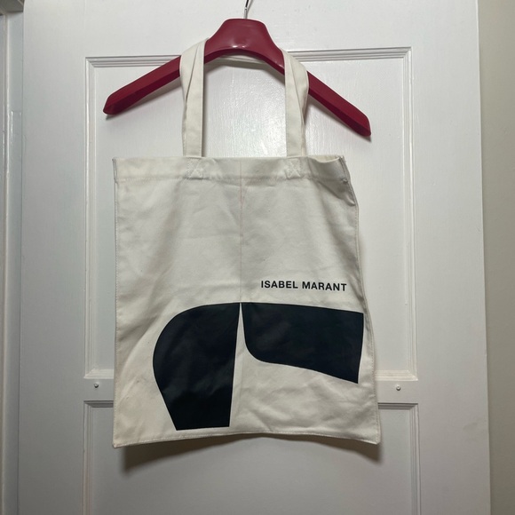 NWOT ISABEL MARANT Authentic White Cotton French 🇫🇷 Travel Bag w/ Graphic Logo - Picture 4 of 5